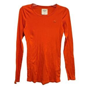 Y2K Abercrombie & Fitch Fitted Ribbed Top Medium Orange Tee Preppy Bella Elena